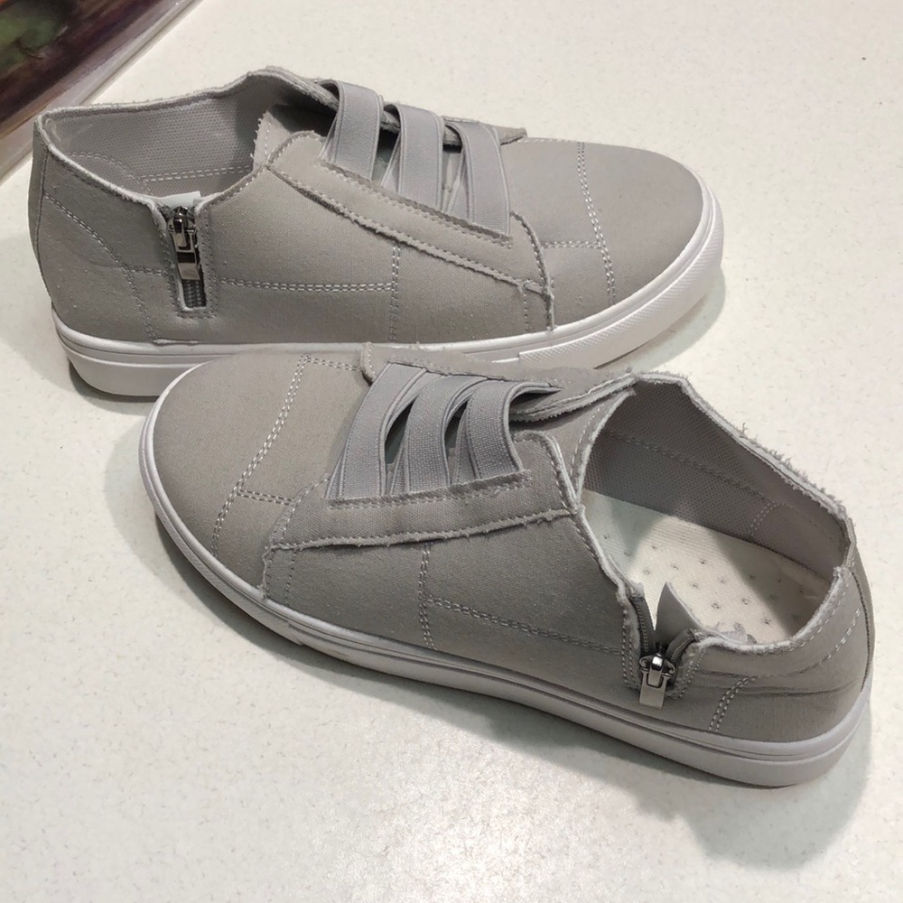 Gray slip on shoes